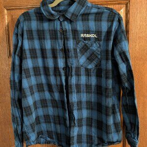 Raskol Apparel Bad Boy Gym Flannel Ocean Blue (Blue/Black) Shirt - Medium - EUC